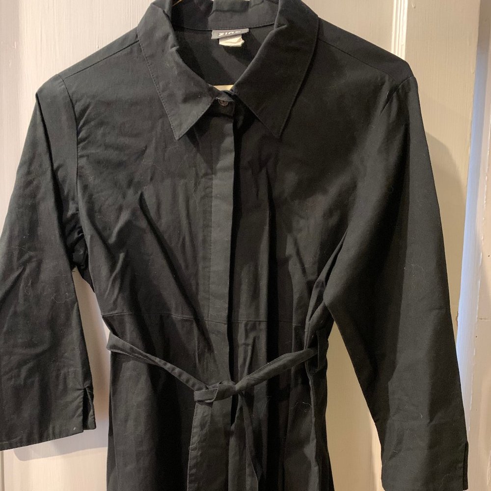 Zinc Black Cotton Button Up 3/4 Sleeve Size Large